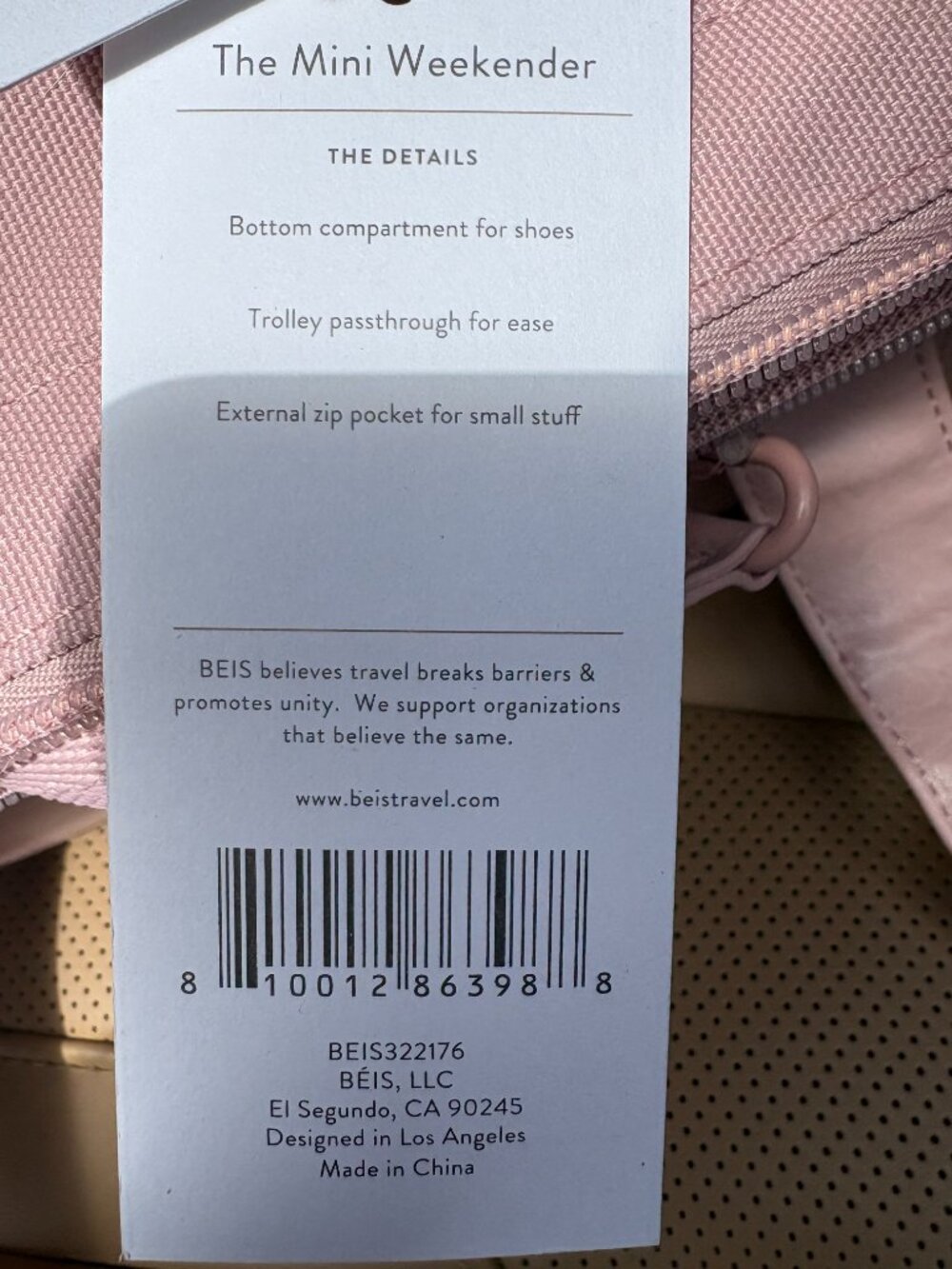 Beis - Mini Weekender in Atlas Pink - New With Tags - Picture 4 of 10